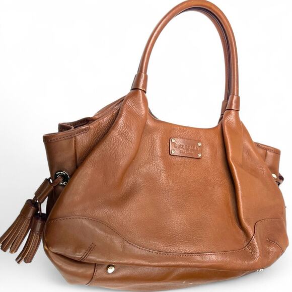 Kate Spade Stevie leather satchel handbag brown tassel purse Shoulder - Picture 1 of 11